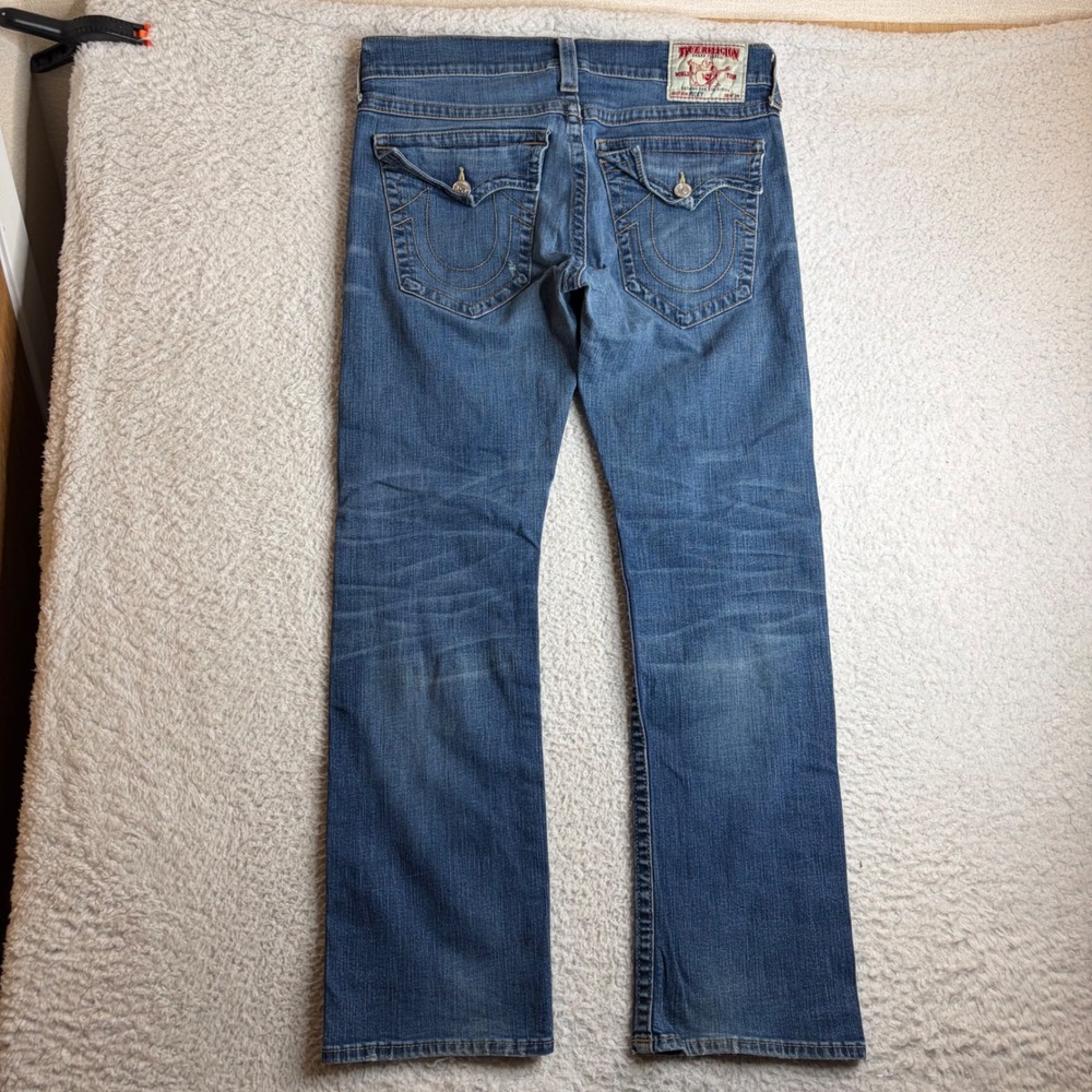 True Religion Ricky Straight Leg Jeans Medium Wash Blue Denim Mens 36x32 USA